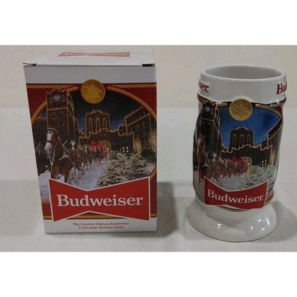 Budweiser 2020 Clydesdale Holiday Stein Mug Brewery Lights 41st Edition Ceramic